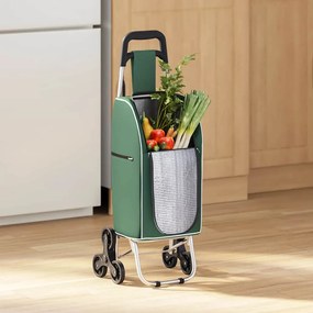 Carrinho de Compras vidaXL com Escalador Verde 38 L
