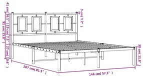 Estrutura de cama com cabeceira 140x200 cm metal preto