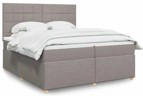vidaXL Cama com molas/colchão 200x200 cm tecido castanho-acinzentado