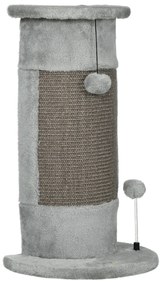 PawHut Poste de Arranhar para Gatos 58 cm Arranhador para Gatos com Poste de Sisal e Bolas Suspensas 34x25,5x58 cm Cinza