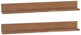 vidaXL Prateleiras de parede 2 pcs 90x10x10 cm madeira de teca maciça
