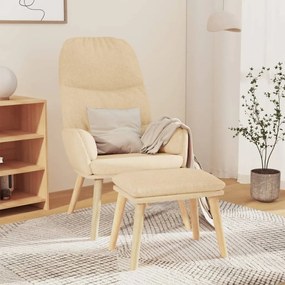 vidaXL Cadeira de descanso com banco tecido cor creme