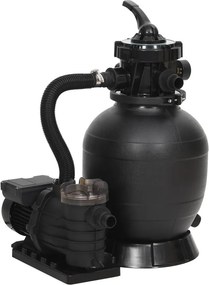 93396 vidaXL Filtro de areia para piscina com pré-filtro preto
