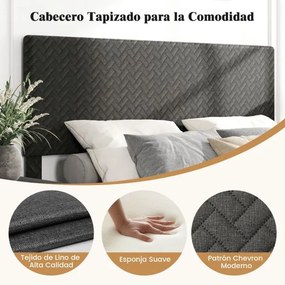 Estrutura de cama 160 x 200 cm com plataforma estofada (COLCHÃO NÃO INCLUIDO), cabeceira Chevron ajustável em altura e base de ripas de madeira incluí