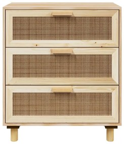Aparador 60x30x70 cm madeira pinho maciço/vime natural castanho