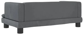 Sofá infantil 80x45x30 cm veludo cinzento-escuro