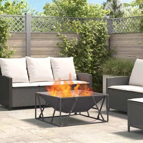 vidaXL Fire Pit Preto 80 x 80 x 40 cm Aço