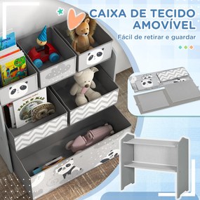 Estante para Brinquedos com 6 Caixas de Tecido não Tecido Amovíveis Organizador de Brinquedos 63x30x66 cm Cinza