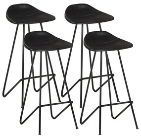 vidaXL Bancos de bar 4 pcs couro genuíno preto