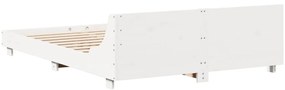 Cama sem colchão 135x190 cm madeira de pinho maciça branco