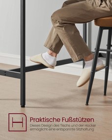 Conjunto de mesa de bar com 2 bancos de bar Preto