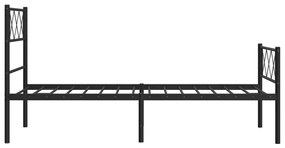 Estrutura de cama com cabeceira e pés 90x200 cm metal preto