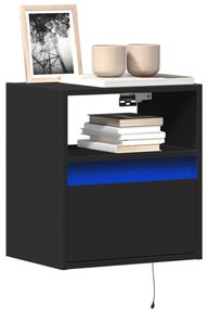 Móveis de parede p/ TV com luzes LED 2 pcs 41x31x45 cm preto