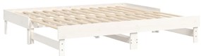 Estrutura sofá-cama de puxar 2x(90x190) cm pinho maciço branco