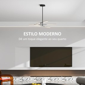 Candeeiro Suspenso Moderno Candeeiro de Teto LED com Ângulo de Luz Ajustável Tela de Acrílico Ø100x79 cm Preto
