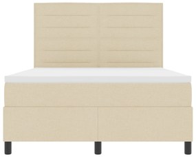 Cama Box Spring com Colchão Creme 140x190 cm Tecido