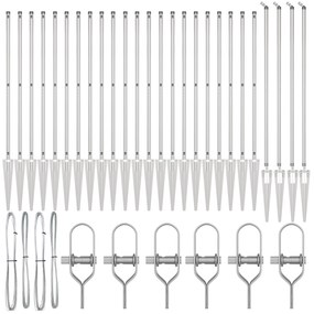 Posts de Cerca vidaXL com Ponta 26 pcs Ø32 mm 170 cm Aço Galvanizado