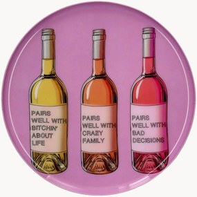 Tabuleiro decorativo artesanal Love Trays, padrão: Wine Bottles