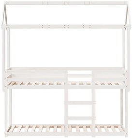 Beliche com telhado 90x200 cm madeira de pinho maciça branco