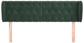 Cabeceira de cama c/ abas veludo 163x23x78/88cm verde-escuro