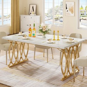 63 Mesa de jantar moderna com mesa de mármore de arte para 4 6 pessoas