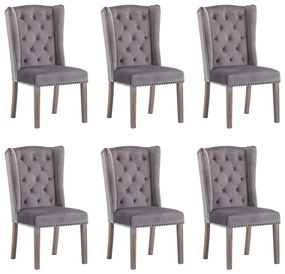 Cadeiras de jantar 6 pcs veludo cinzento