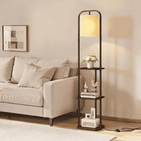 Candeeiro de pé com prateleiras 29,9 x 31,8 x 160,5 cm Preto