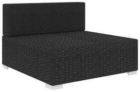 Assento de centro seccional c/ almofadões 1 pc vime PE preto