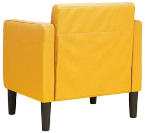 Poltrona com apoio de braços 54cm tecido corduroy amarelo-claro