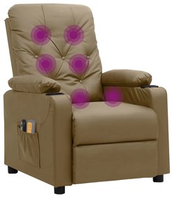 Poltrona massagens reclinável elétrica couro artif. cappuccino