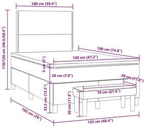 Cama boxspring com colchão 120x190 cm veludo preto