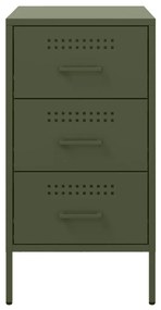 Mesa de cabeceira 36x39x68 cm aço verde-azeitona