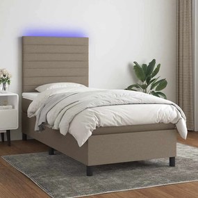 vidaXL Cama box spring + colchão/LED 90x190cm tecido cinza-acastanhado
