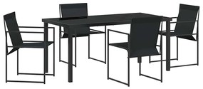Conjunto de Jantar para Jardim de 5 Peças - Preto, Textilene e Aço