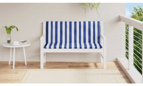 Almofadões p/ banco jardim 2 pcs 120x50x7 cm tecido azul/branco