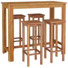 5 pcs conjunto de bar para jardim madeira de acácia maciça