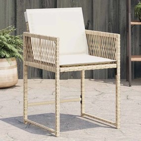 vidaXL Cadeiras de jardim com almofadões 4 pcs vime PE bege