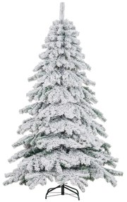 HOMCOM Árvore de Natal Ø116x180 cm Neve Artificial com 627 Pontas de PVC Base Dobrável e Suporte de Metal Decoração de Natal Verde e Branco | Aosom Portugal