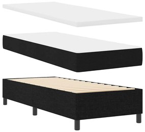 Cama Box com colchão e LED preto 90x190 cm, tecido.