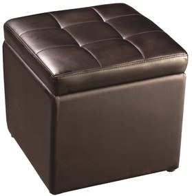 Banco quadrado de arrumação com tampa em PU para hall de entrada quarto 40 x 40 x 40 cm Castanho