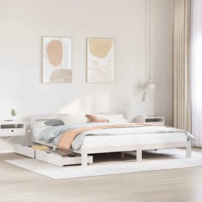 Cama sem colchão 180x200 cm madeira de pinho maciça branco