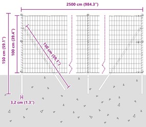 Cerca Euro com 13 Postes 1x25 m Aço Galvanizado Verde