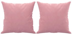 Sofá 2 lugares c/ almofadas decorativas 140 cm veludo rosa