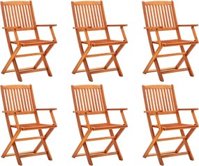 vidaXL Cadeiras de jardim dobráveis 6 pcs eucalipto maciço