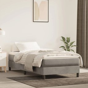 3120754 vidaXL Estrutura de cama com molas 100x200 cm veludo cinzento-claro