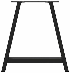 Pés para mesa de jantar em formato A, 2 peças, preto, 70x(72-73) cm, a