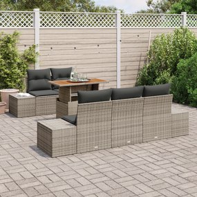 Conjunto de Sofá de Jardim de 6 Peças com Almofadas Cinza Rattan Polié