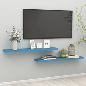 vidaXL Prateleiras de parede suspensas 2 pcs 120x23,5x3,8cm MDF azul