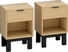HOMCOM Conjunto de 2 Mesas de Cabeceira Estreitas Mesas de Cabeceira Modernas com Gaveta e Prateleira Aberta 35x26x50 cm Carvalho | Aosom Portugal