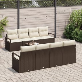 Conjunto de Sofá de Jardim vidaXL 9 Peças com Almofadas Marrom Rattan
